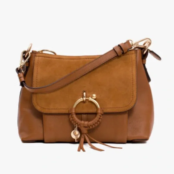 SEE BY CHLOE Joan Shoulder Bag Leather Suede Shoulder Crossbody Strap O-Ring